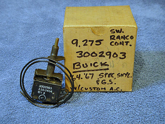 1964 1965 1966 1967 Buick Special Skylark Gransport GS Ranco Control AC Air Conditioning Switch NOS