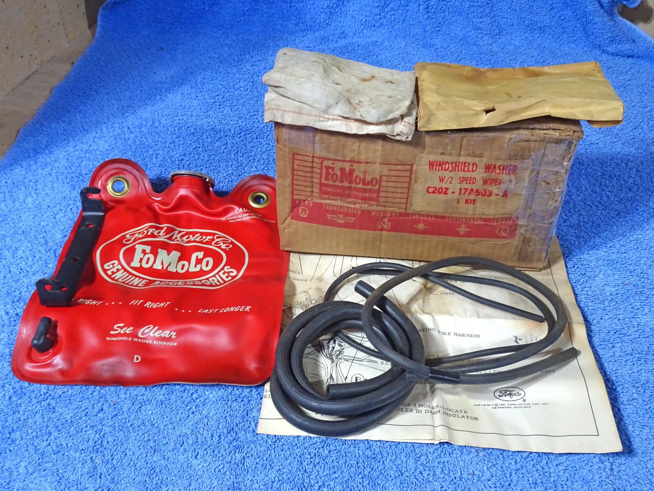 1962 1963 1964 1965 Ford Fairlane Falcon Accessory Windshield Washer Kit without Foot Pump NOS