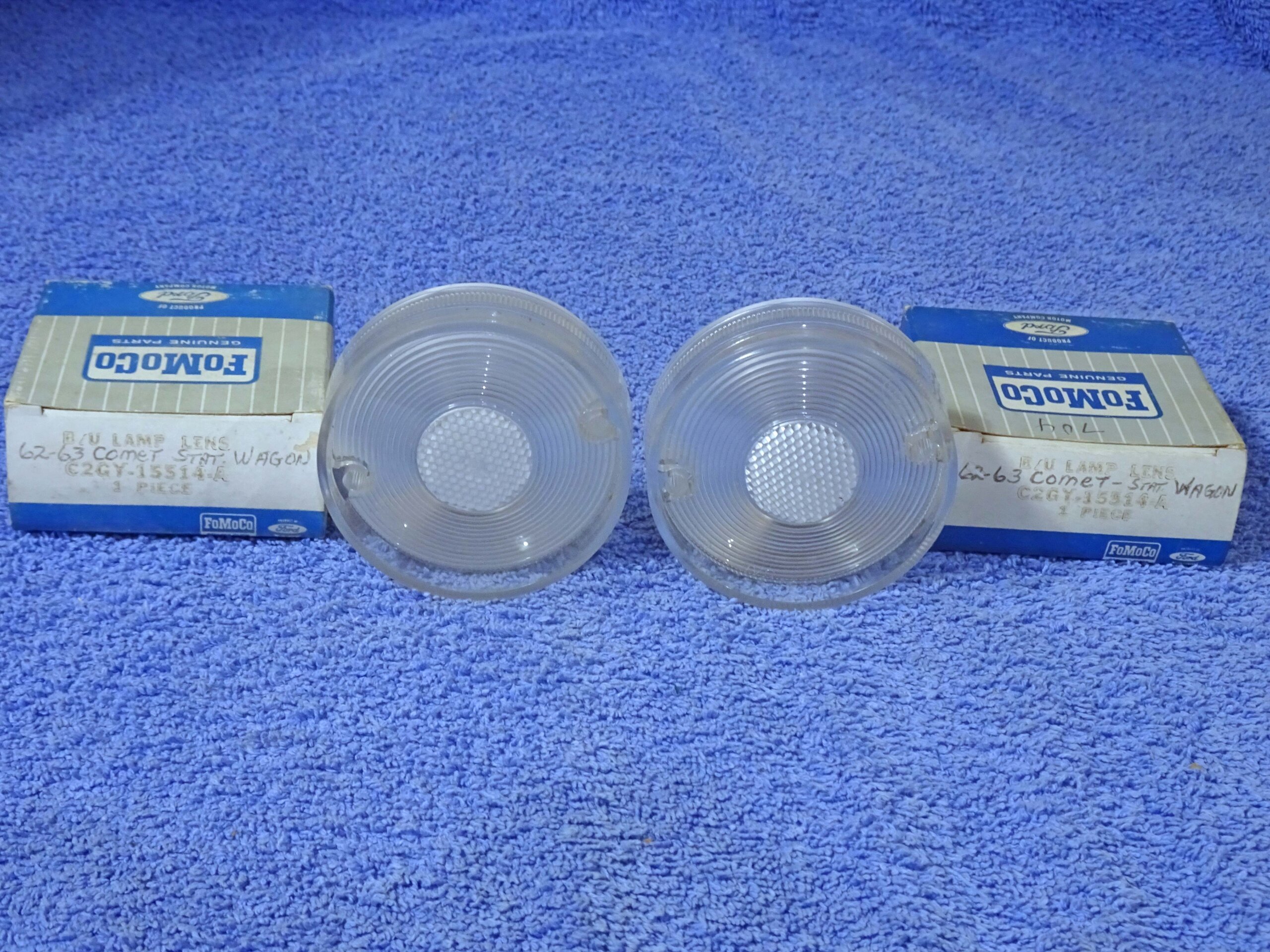1962 1963 Mercury Comet Station Wagon Backup Lamp Lenses NOS