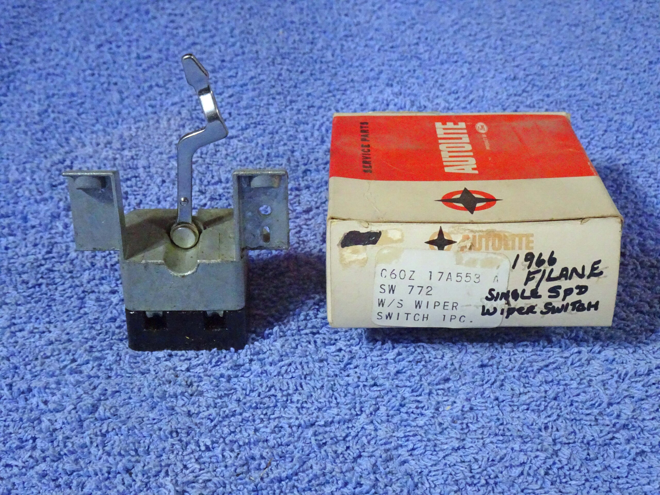 1966 1967 Ford Fairlane AUTOLITE Single Speed Windshield Wiper Switch NOS