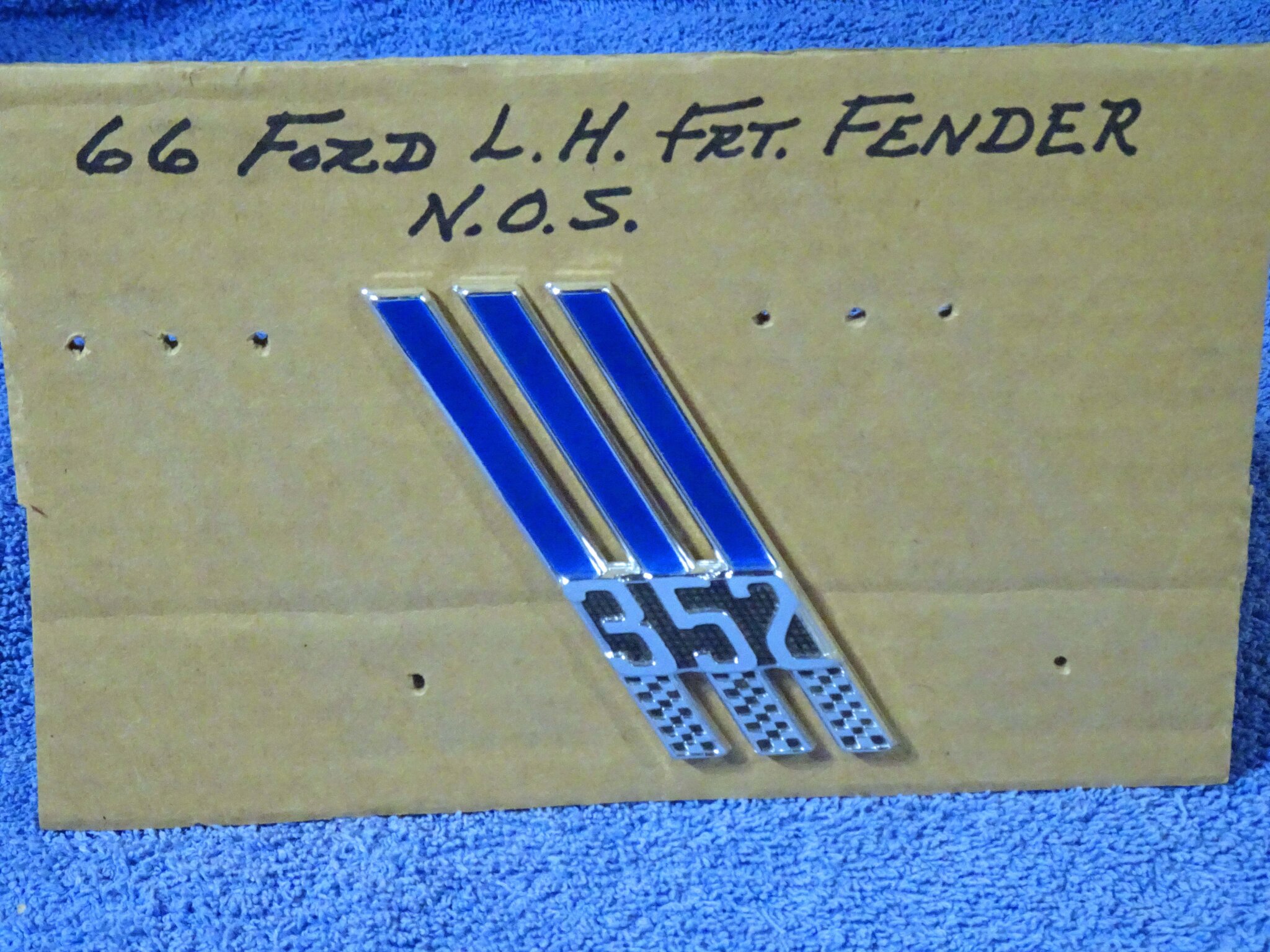 1966 Ford Galaxie 500 & XL “352” Front Fender Nameplate Emblem NOS ...