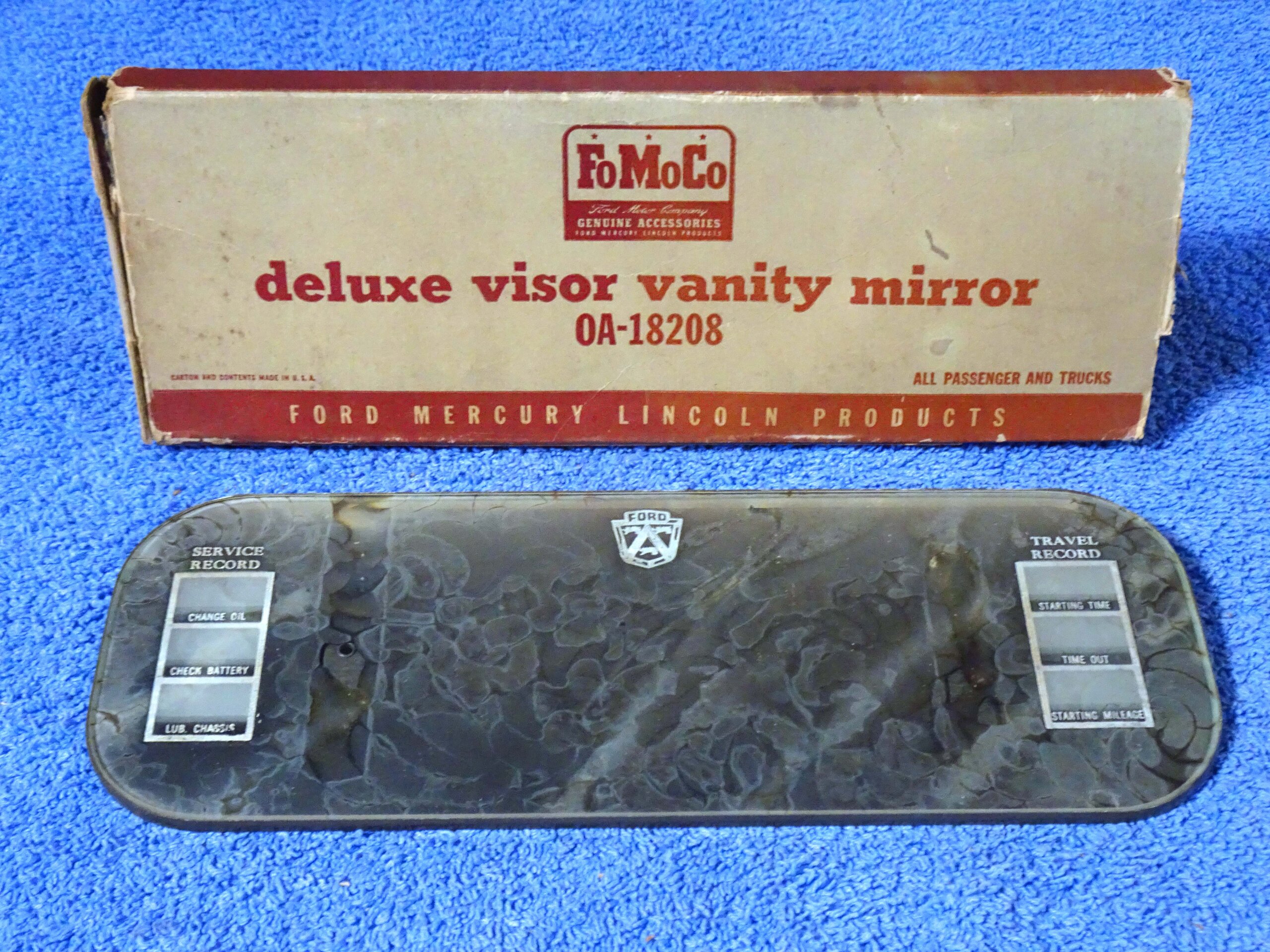 1949 1950 1951 1952 1953 1954 1955 1956 Ford Ford Truck Lincoln Mercury FoMoCo Accessory Metal Back Deluxe Visor Vanity Mirror NOS