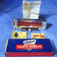 1946 1947 1948 1949 1950 1951 1952 1953 1954 1955 1956 Packard Accessory Metal Back Illuminated Lighted Deluxe Vanity Visor Mirror NOS