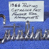 1966 Pontiac Catalina Front Fender Side Chrome Nameplate Emblem NICE