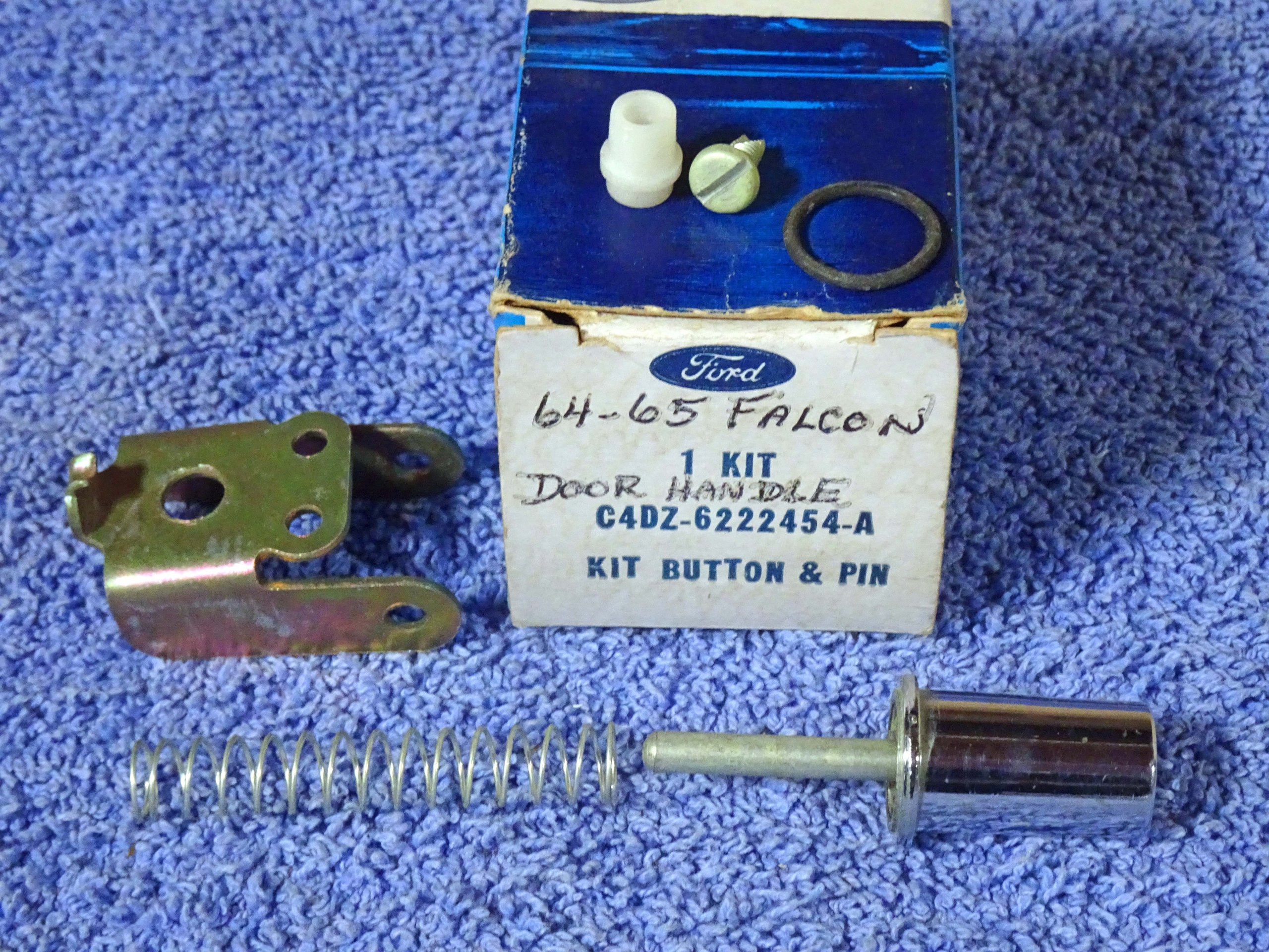 1964 1965 Ford Falcon Outside Door Handle Chrome Button & Pin Kit NOS