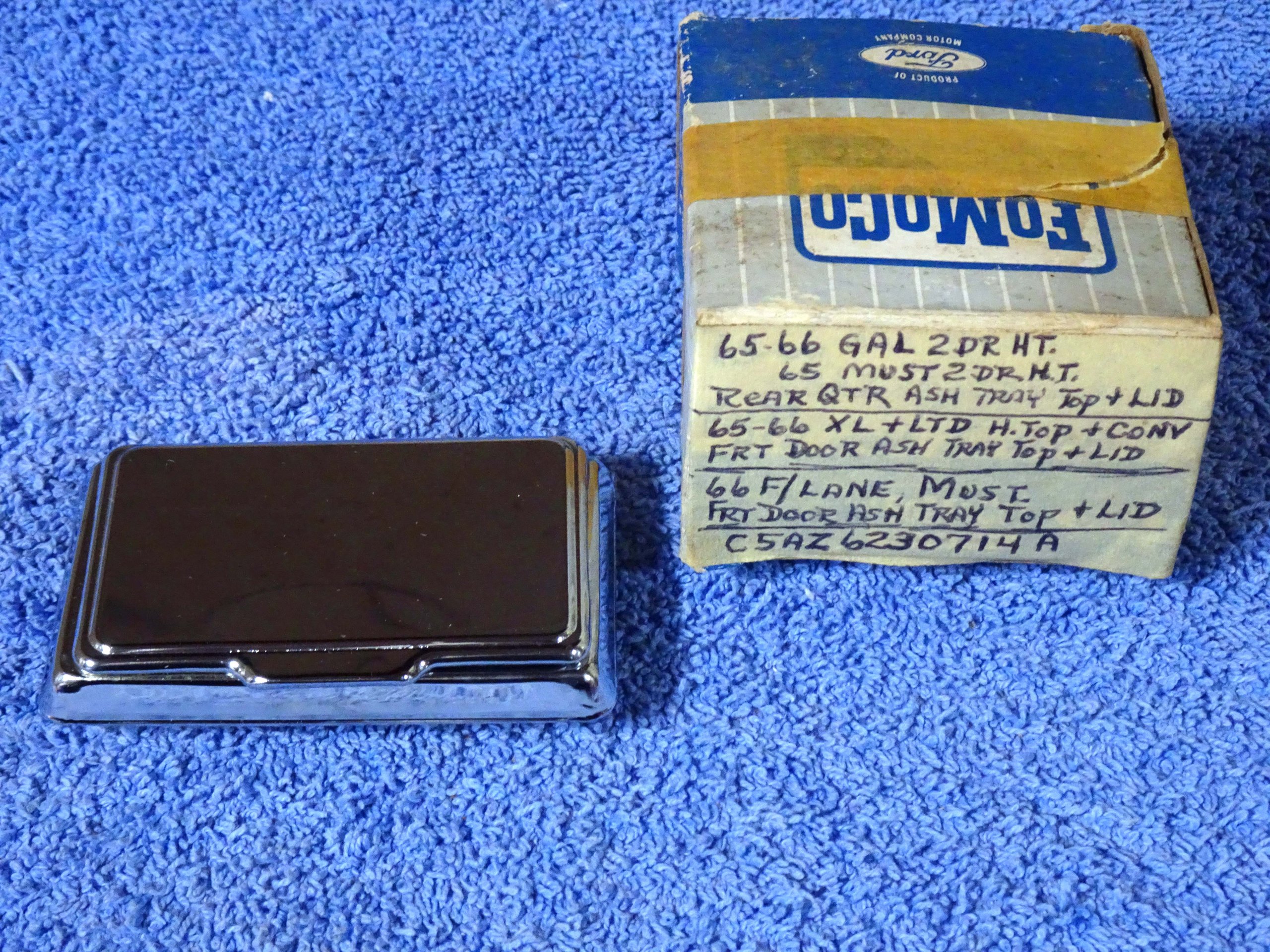1965 1966 Ford FoMoCo 2 Door & 4 Door Hard Top & Convertible Front Door or Rear Quarter Chrome Ash Tray Top & Lid NOS