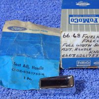 1966 1967 1968 Ford Fairlane Falcon FoMoCo Full Width Seat Adjustment Chrome Handle Knob NOS