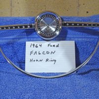 1964 1965 Ford Falcon Chrome Steering Wheel Horn Ring NICE