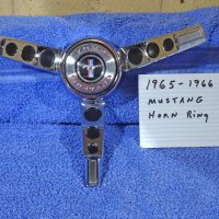 1965 1966 Ford Mustang 3 Spoke Chrome Steering Wheel Horn Ring NICE