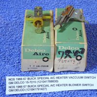 1966 1967 Buick Delco Aire Heater Blower & Heater Vacuum Switches NOS