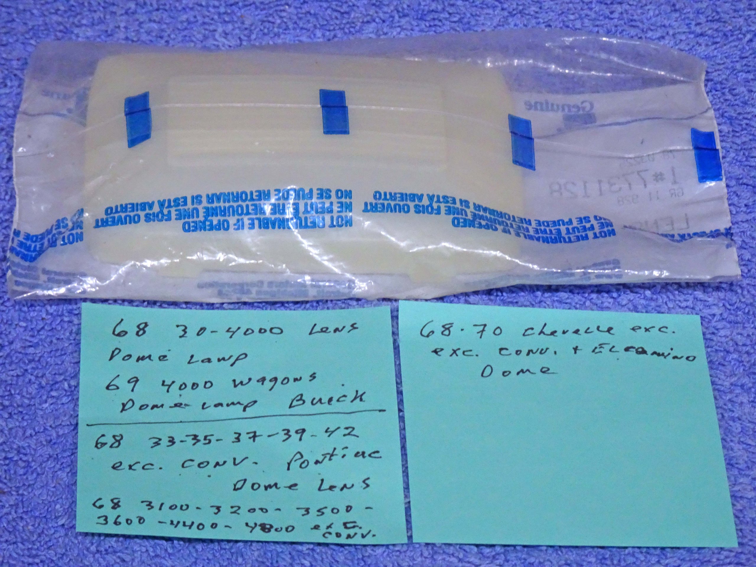 1968 1969 1970 Buick Oldsmobile Pontiac Chevy Dome Light Lamp Lens NOS