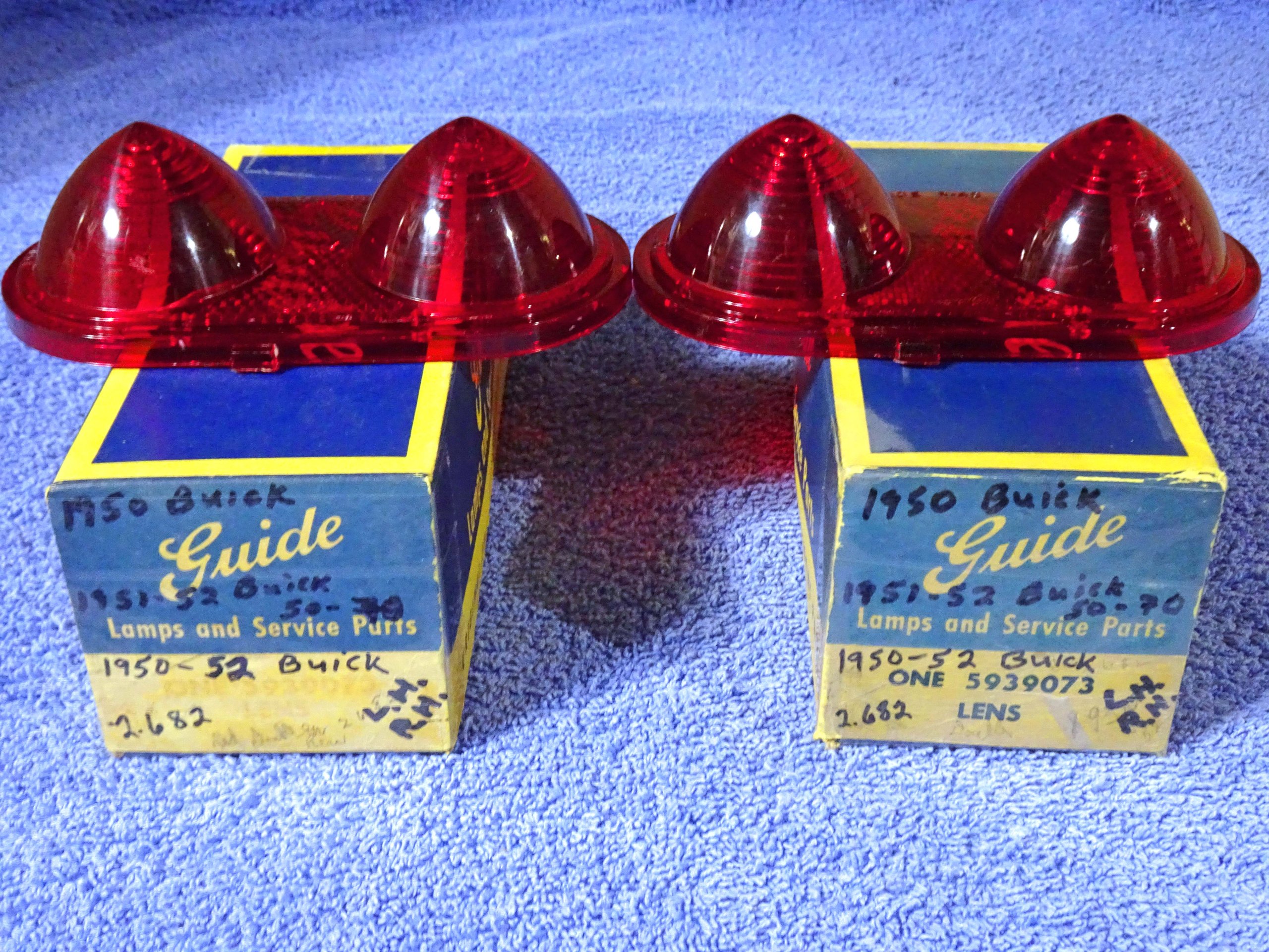 1950 1951 1952 Buick Tail Light Lamp Lenses NOS