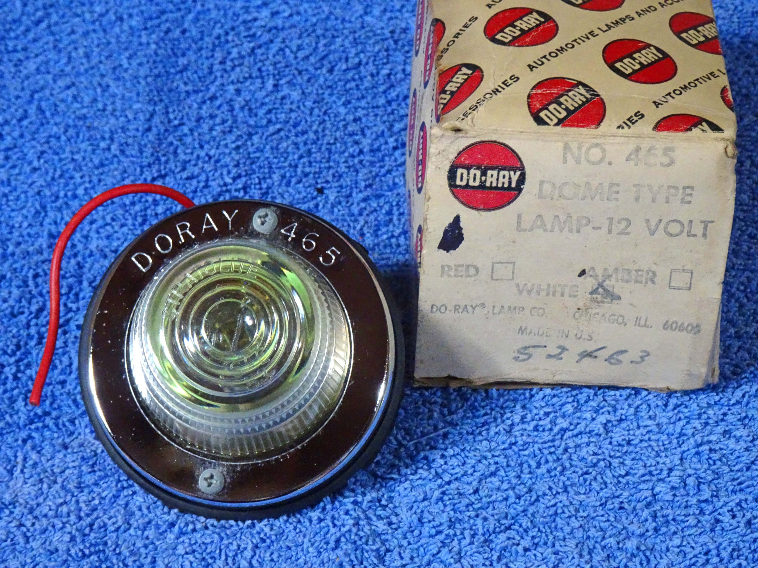 1950 1951 1952 1953 1954 1955 1956 1957 1958 1959 1960 DO-RAY Accessory 12 Volt Dome Type Lamp NOS NORS