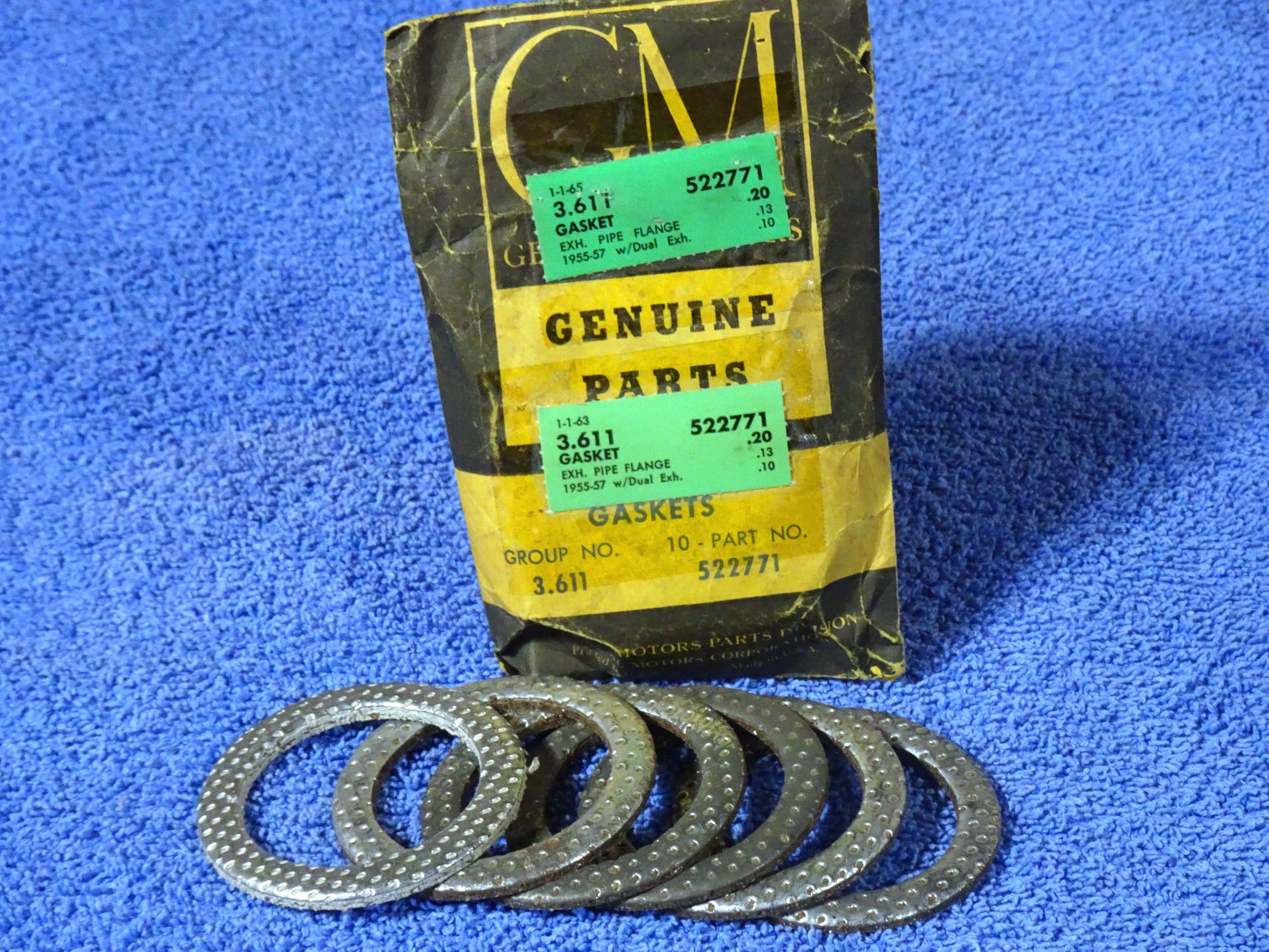 1955 1956 1957 Buick Dual Exhaust Pipe Flange Gaskets NOS