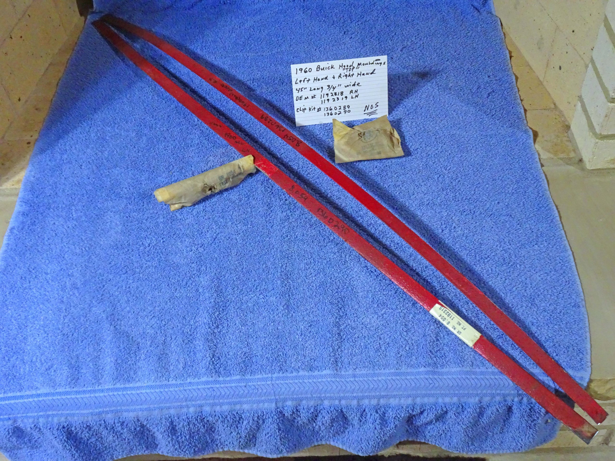 1960 Buick LeSabre Invicta Electra Electra 225 Hood Top Mouldings with Hardware NOS