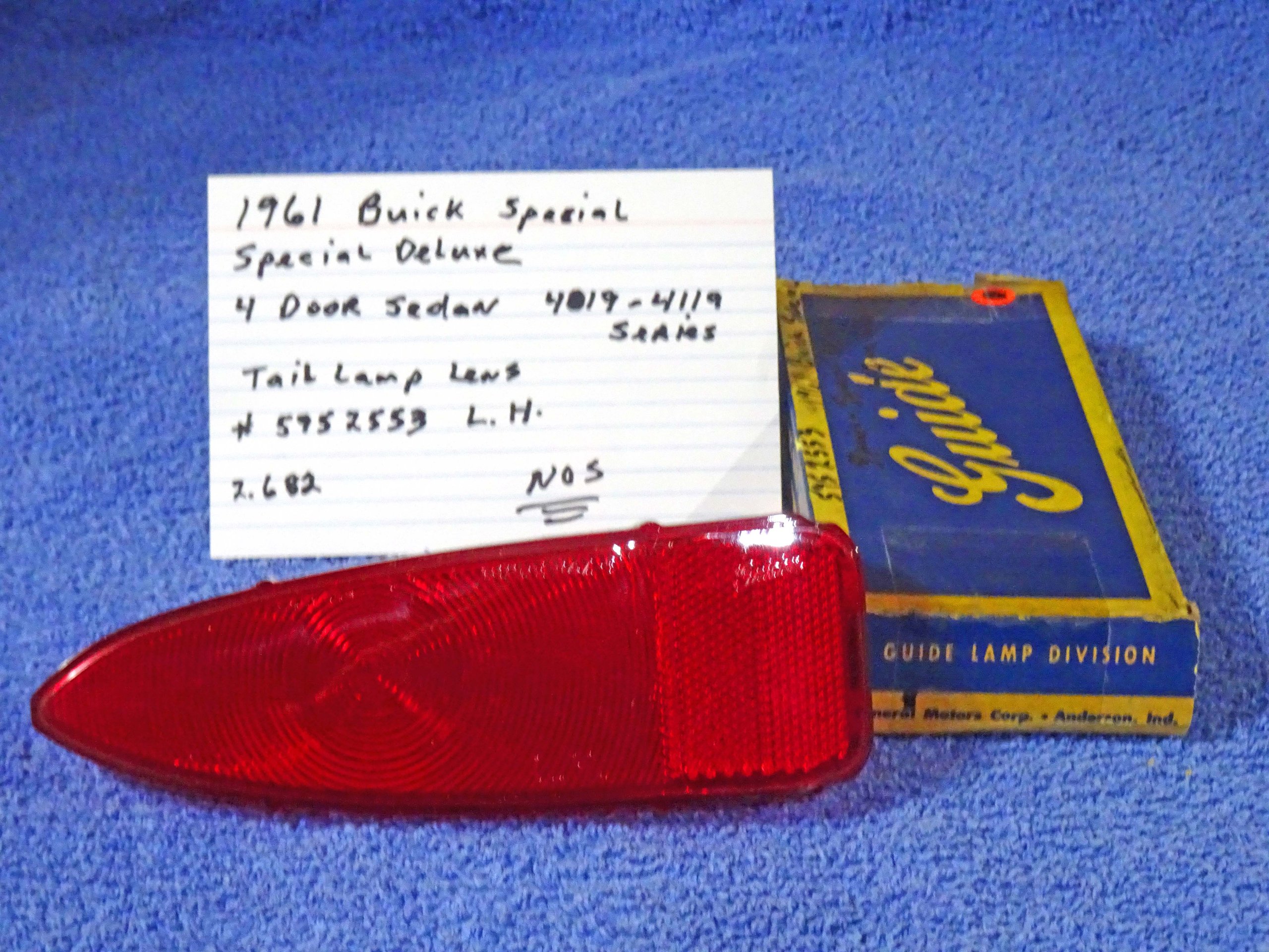 1961 Buick Special Special Deluxe Tail Light Lamp Lens NOS