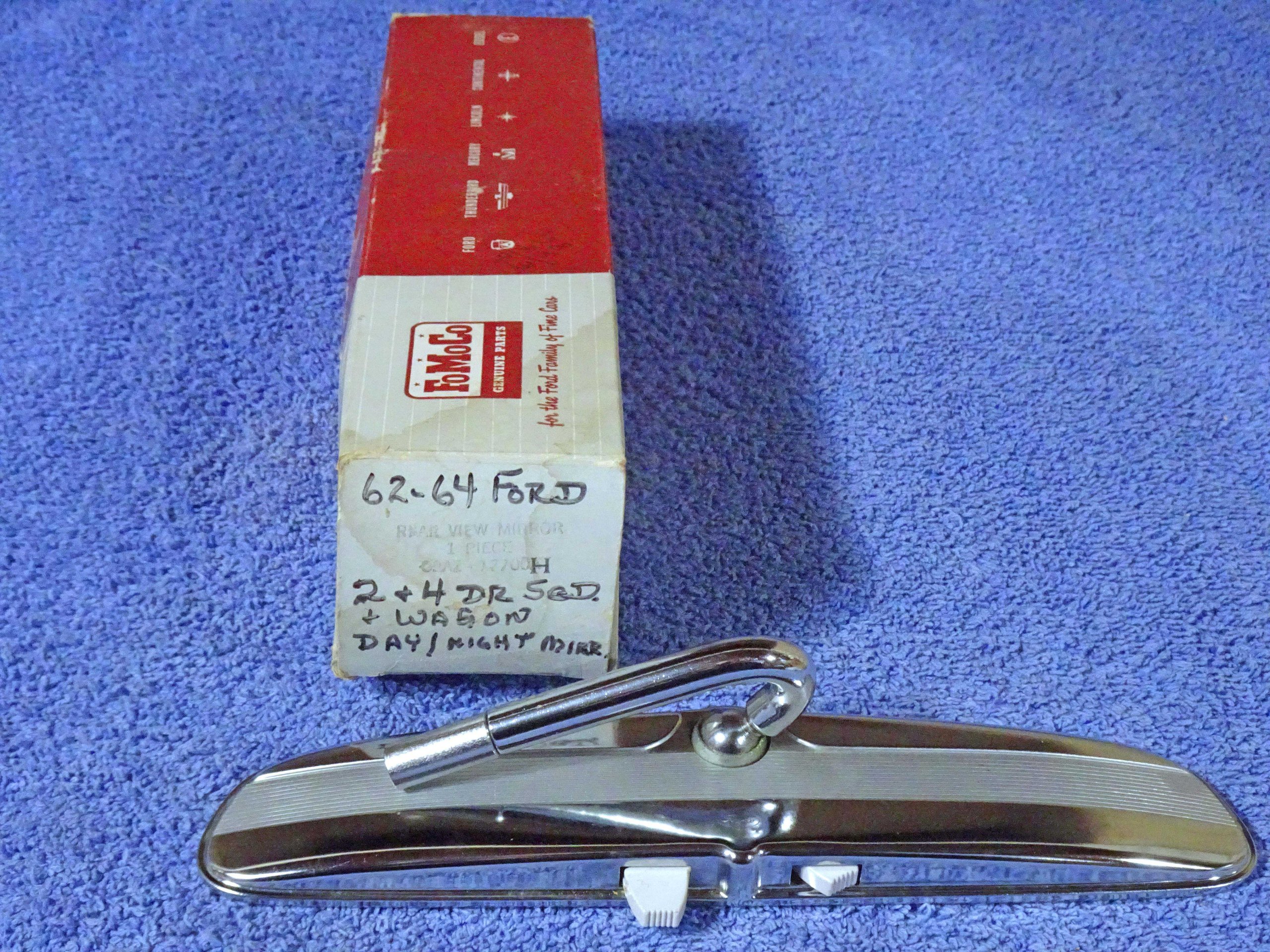 1962 1963 1964 Ford 2 Door 4 Door Sedan & Wagon Chrome Rear View Mirror NOS