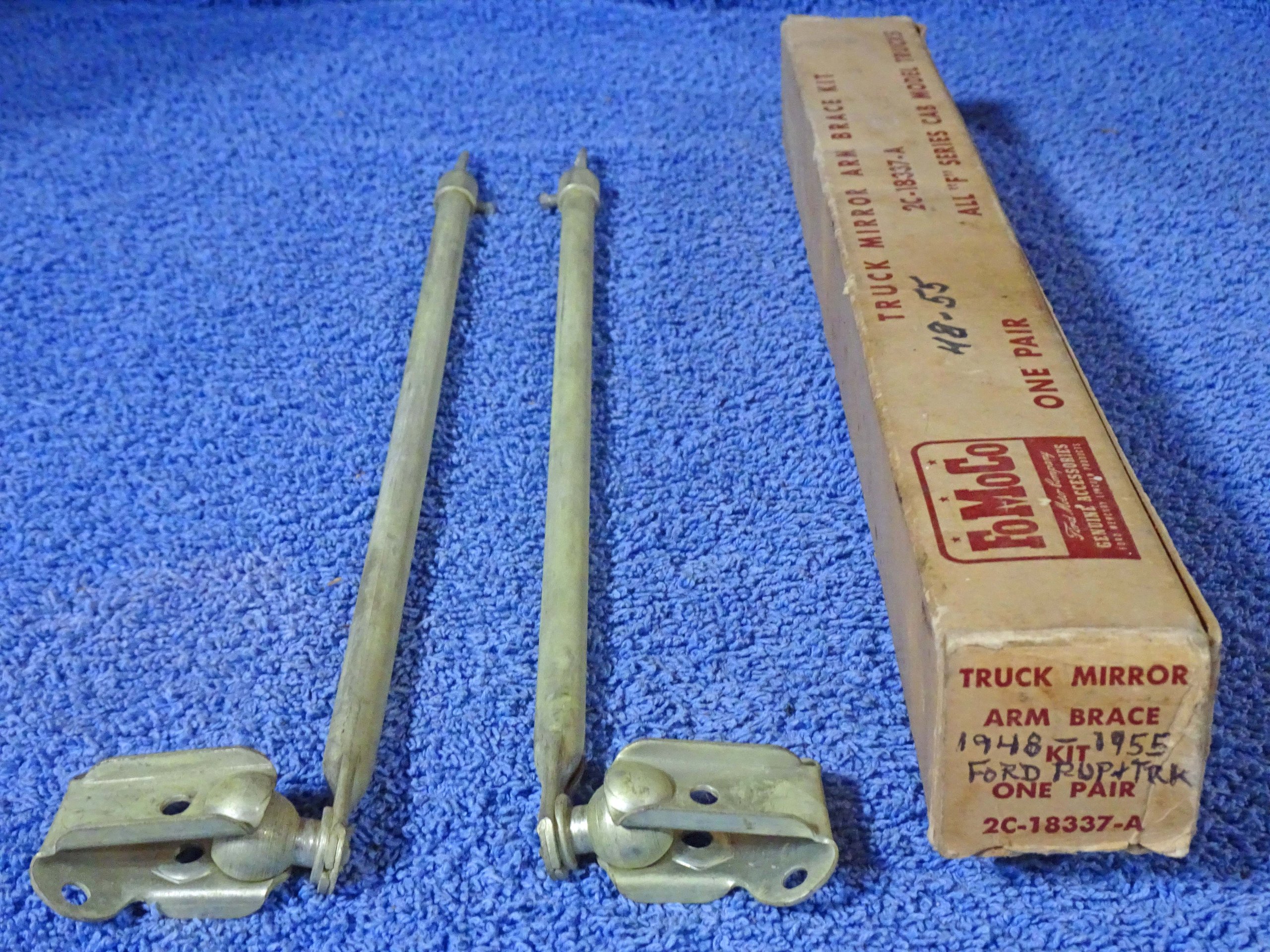 1948 1949 1950 1951 1952 1953 1954 1955 Ford Truck FoMoCo All "F" Series Cab Model Truck Mirror Arm Brace Kit NOS