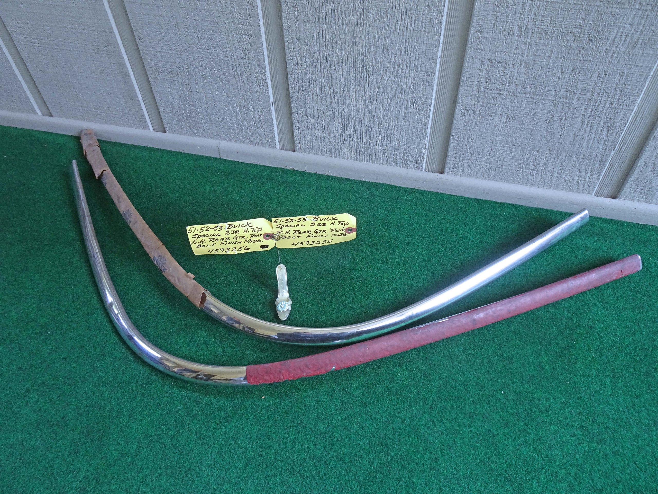 1951 1952 1953 Buick Special 2 Door Hardtop Rear Quarter Rear Belt Finish Mouldings NOS