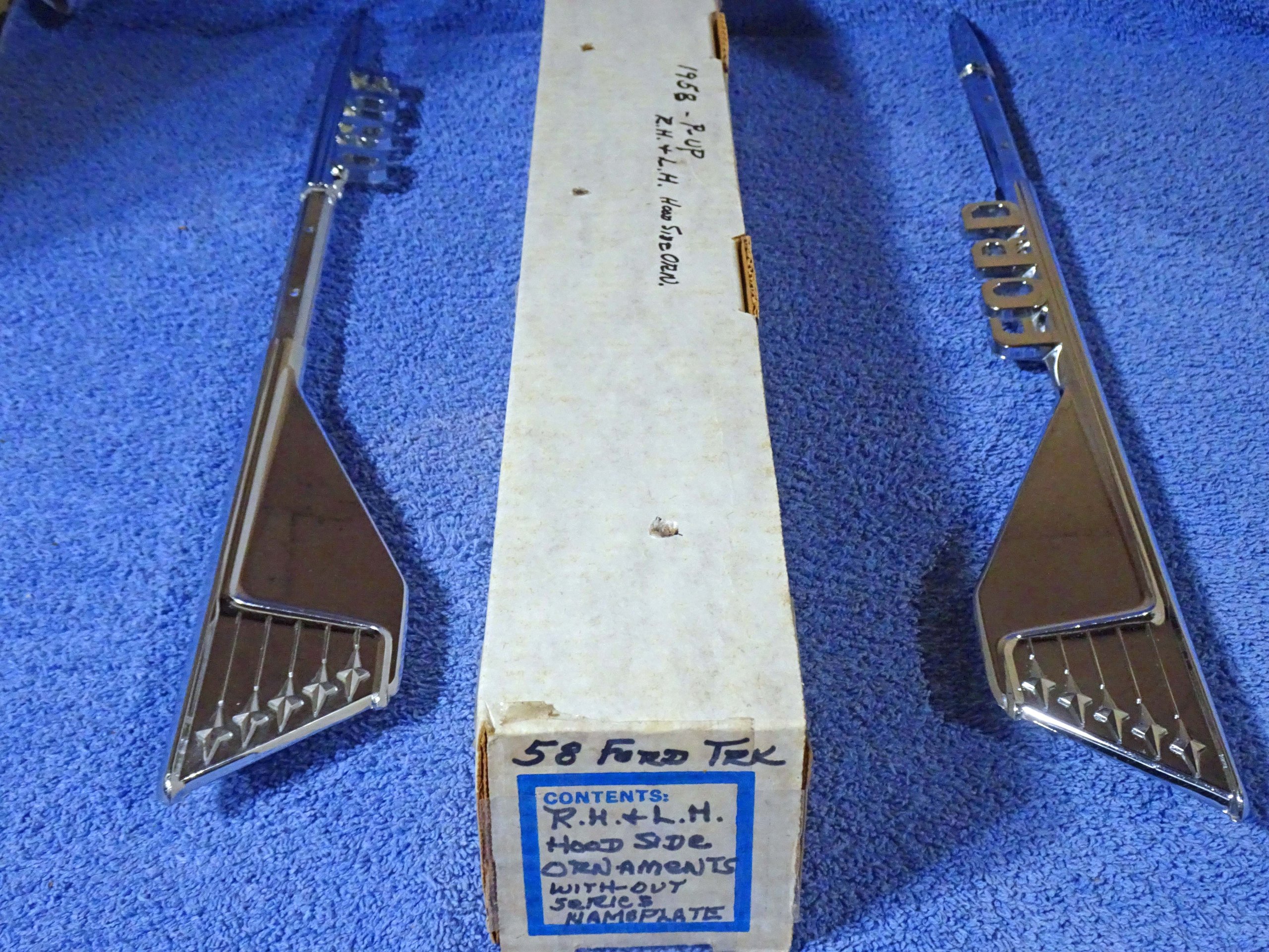 1958 Ford Truck Chrome Hood Side Ornaments NICE