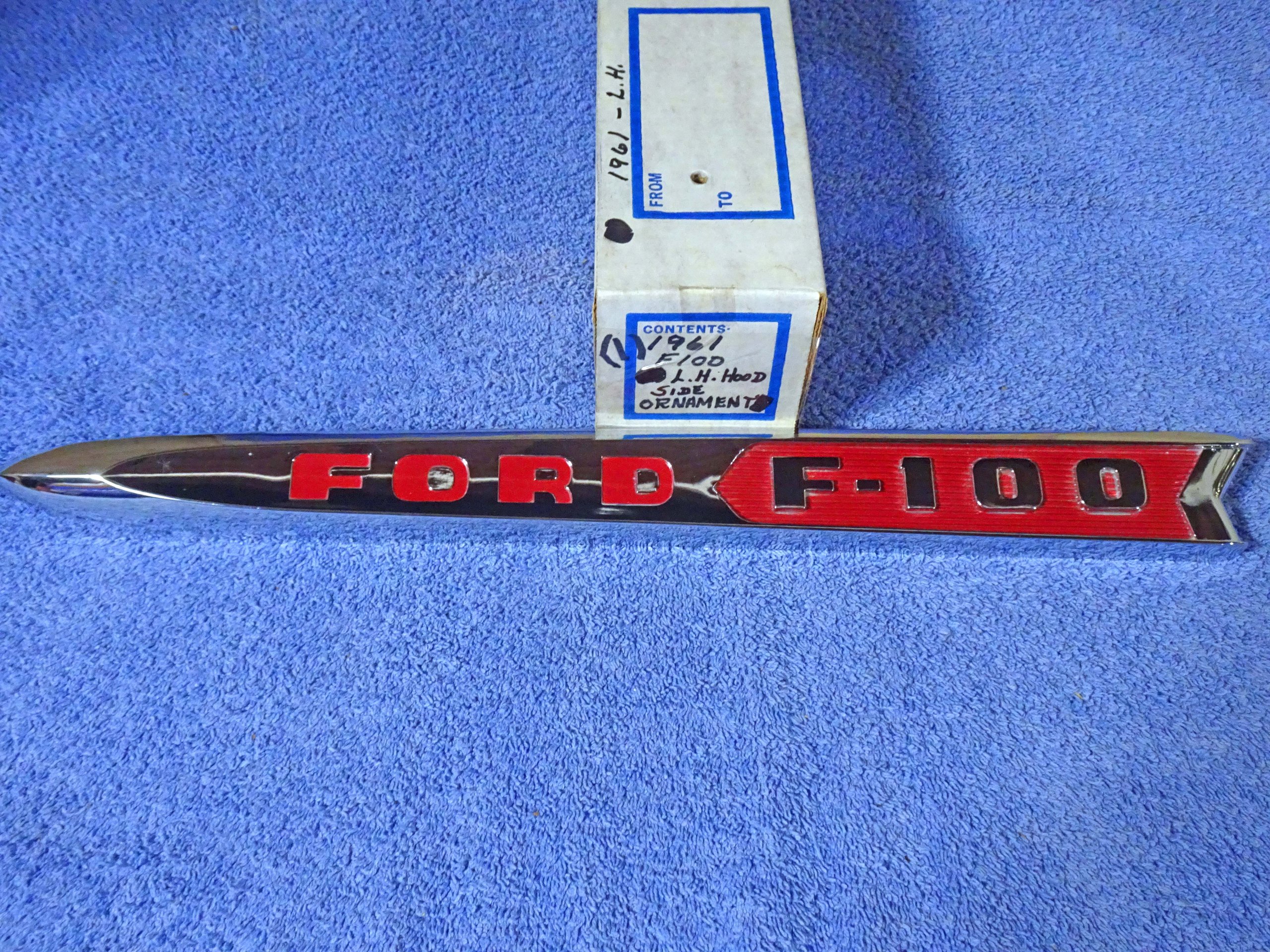 1961 1962 Ford Truck F100 Chrome Hood Side Ornament NICE