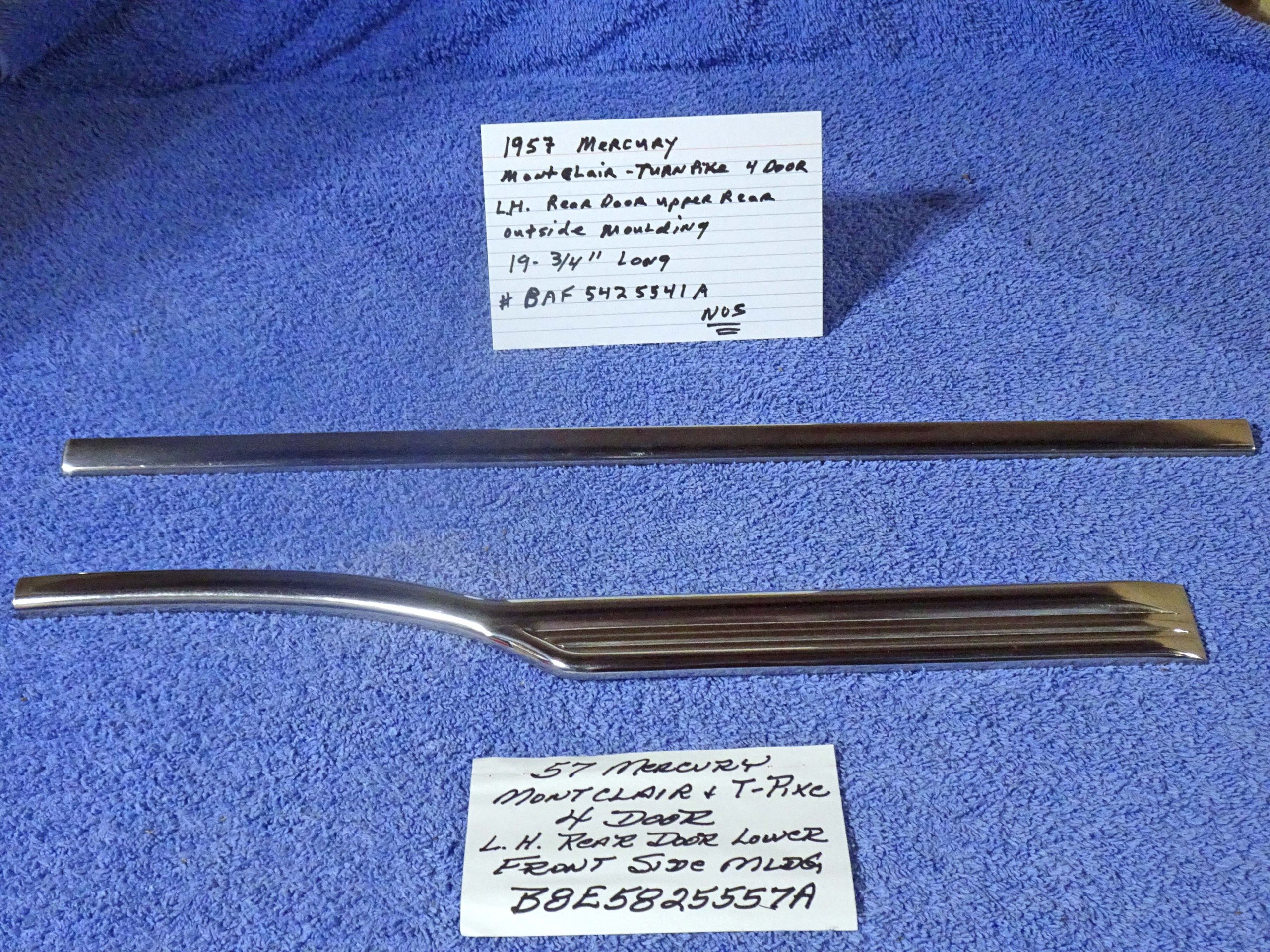 1957 Mercury Montclair & Turn Pike Cruiser 4 Door Rear Door Mouldings NOS